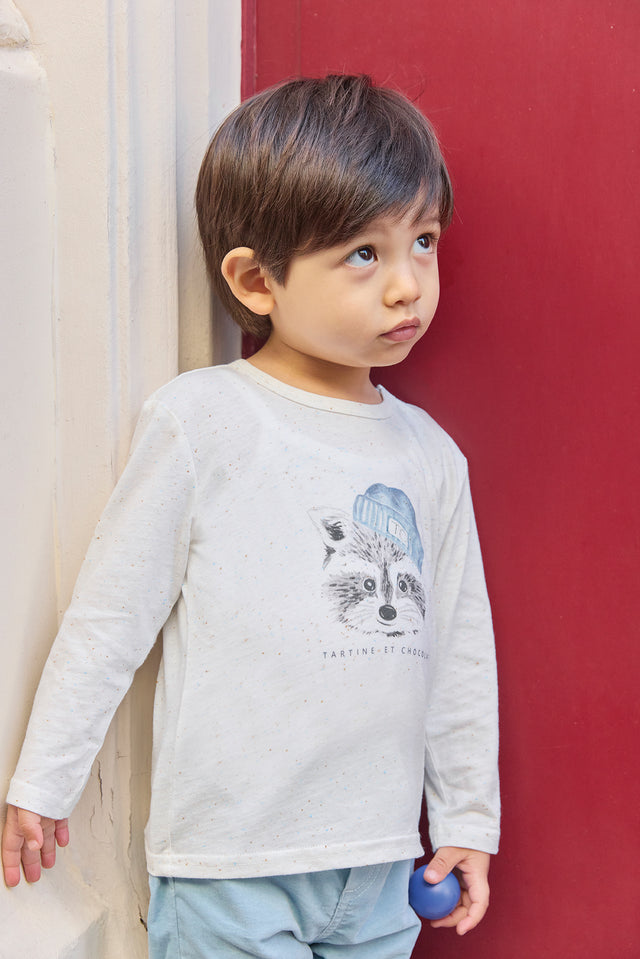 T-shirt - Ecru Illustration raccoon - Image principale