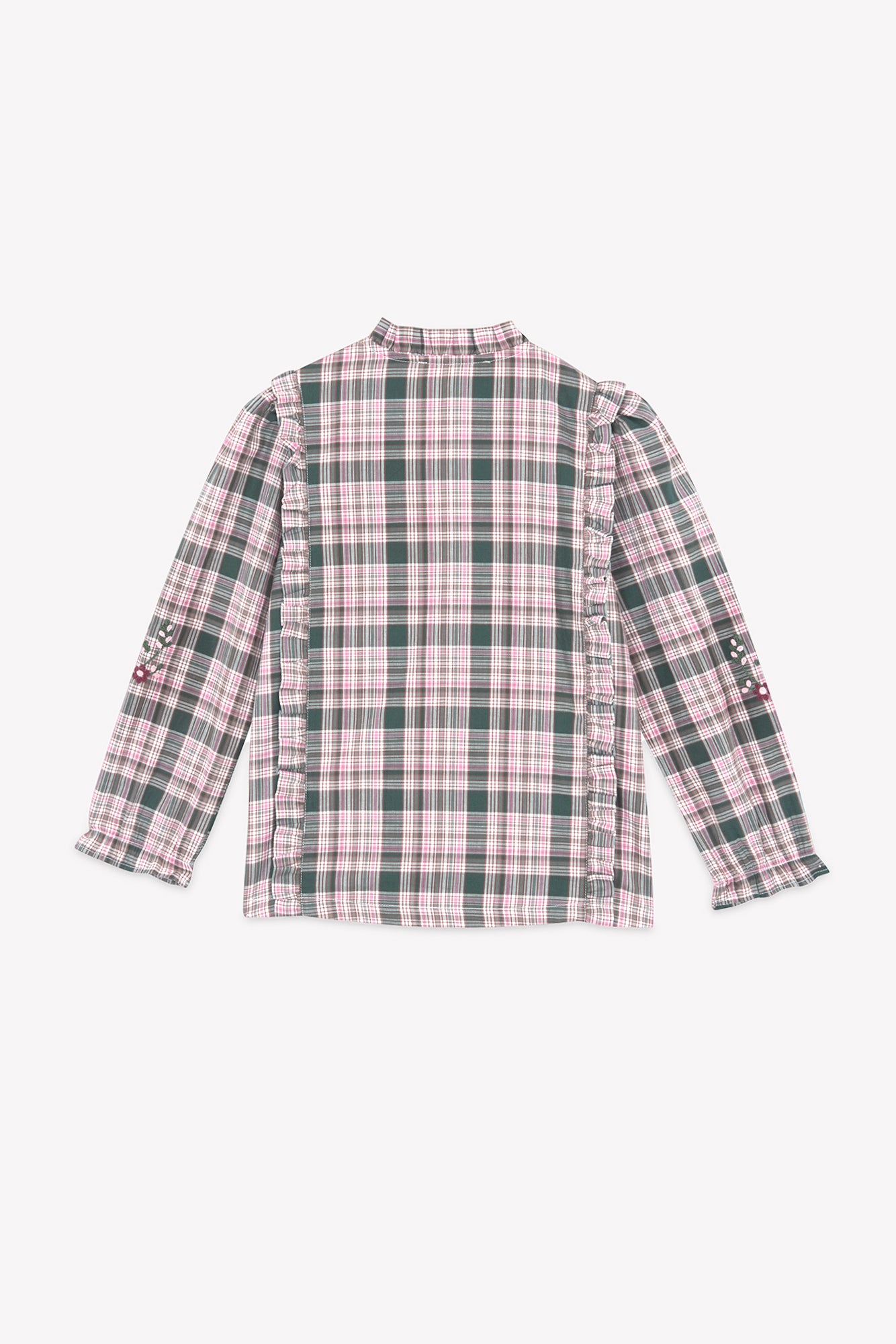 Shirt - Grün von Grau Karo Rüsche