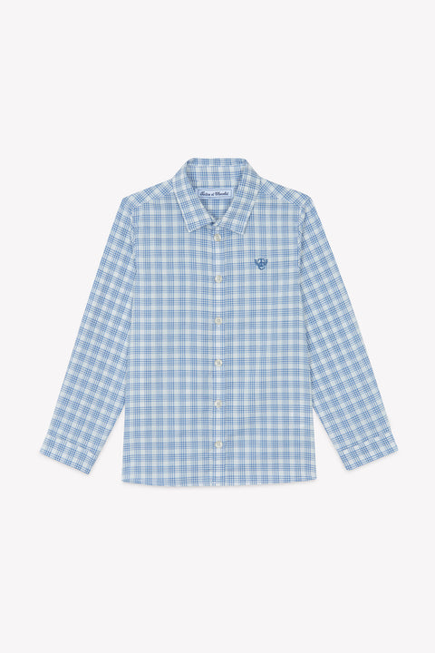 Camisa - Azul grisáceo de cuadros - Image principale