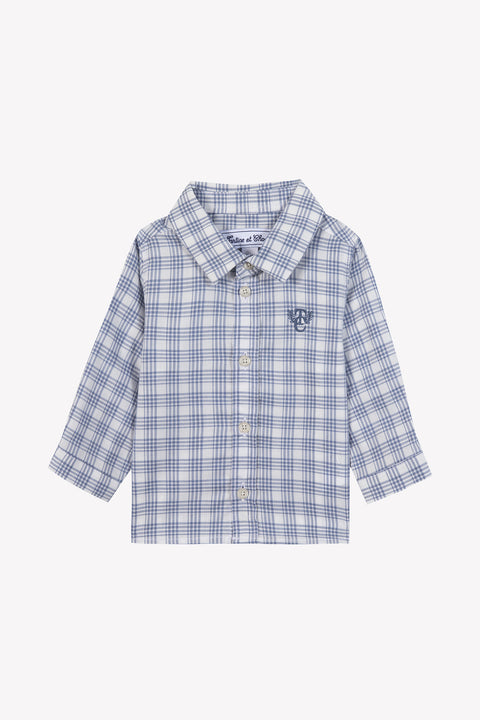 Camisa - Azul grisáceo de cuadros - Image principale