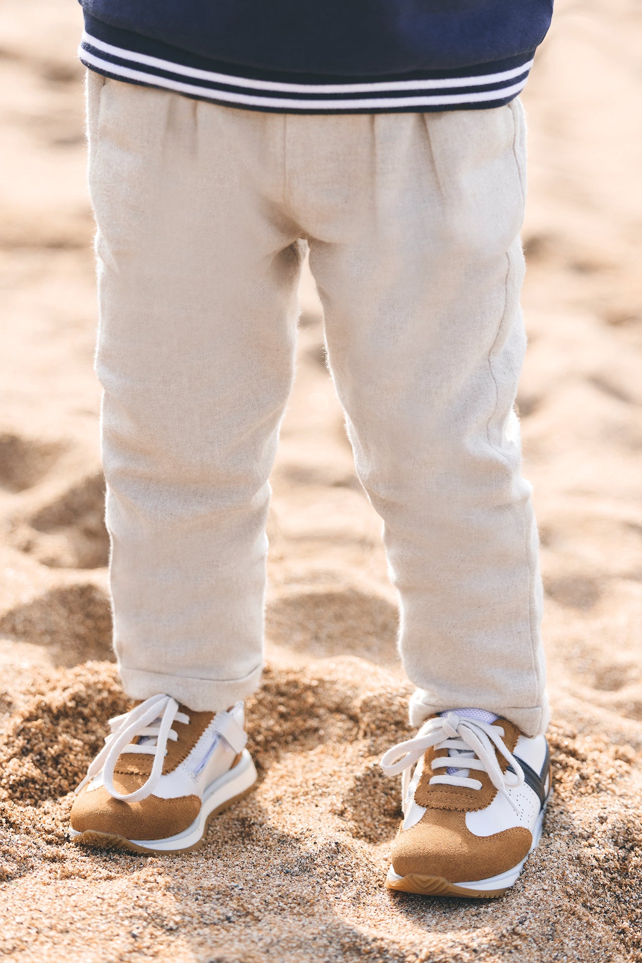 Pantalon - Greige chiné en flanelle