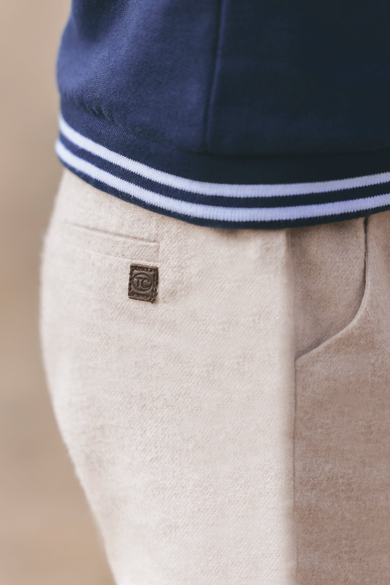 Pantalon - Greige chiné en flanelle