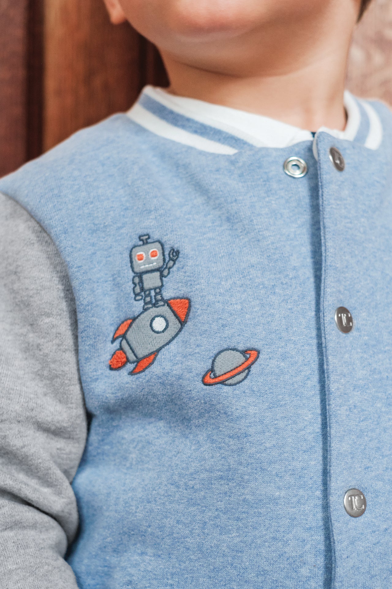 Gilet - Bleu grisé effet bomber