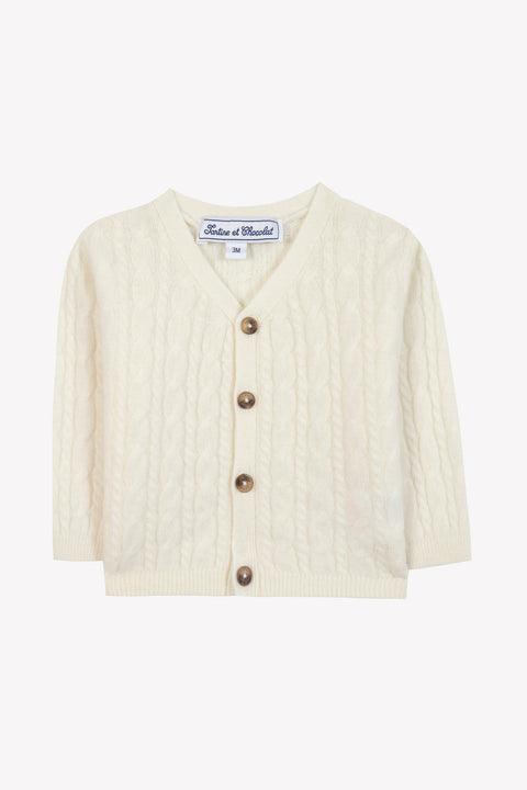 Gilet - Ecru 100% cachemire - Image principale