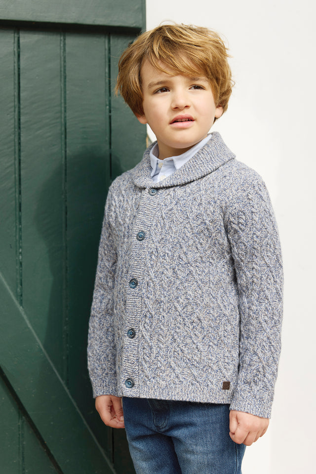 Gilet - Marine col châle maille torsadée - Image principale