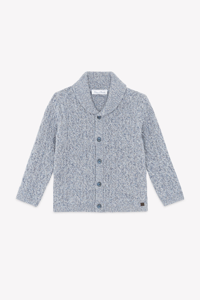 Vest - Navy Sjaalkraag Gaas Verdraaide - Image principale