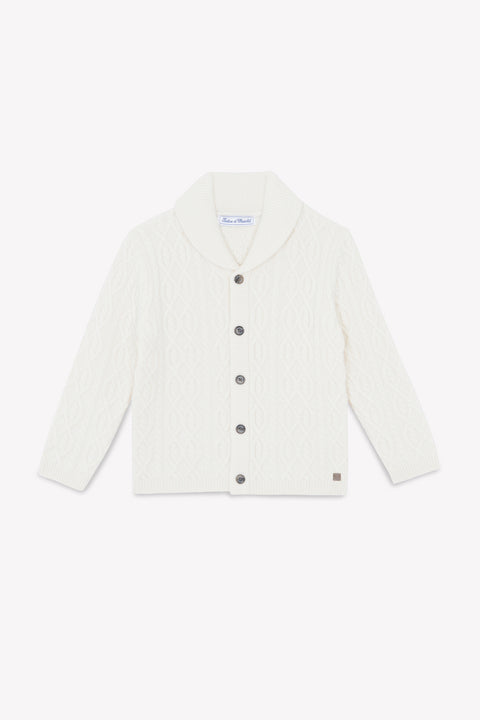 Gilet - Ecru col châle maille torsadée - Image principale