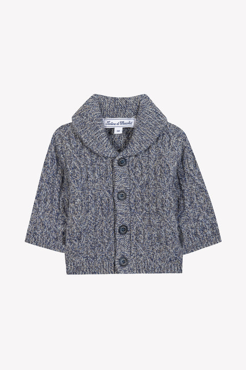 Gilet - Marine col châle maille torsadée - Image principale