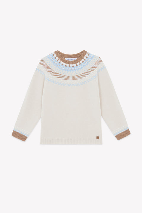 Pull - Beige chiné motif jacquard - Image principale