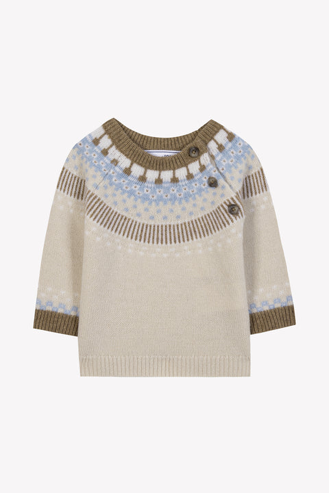 Pull - Beige chiné motif jacquard - Image principale