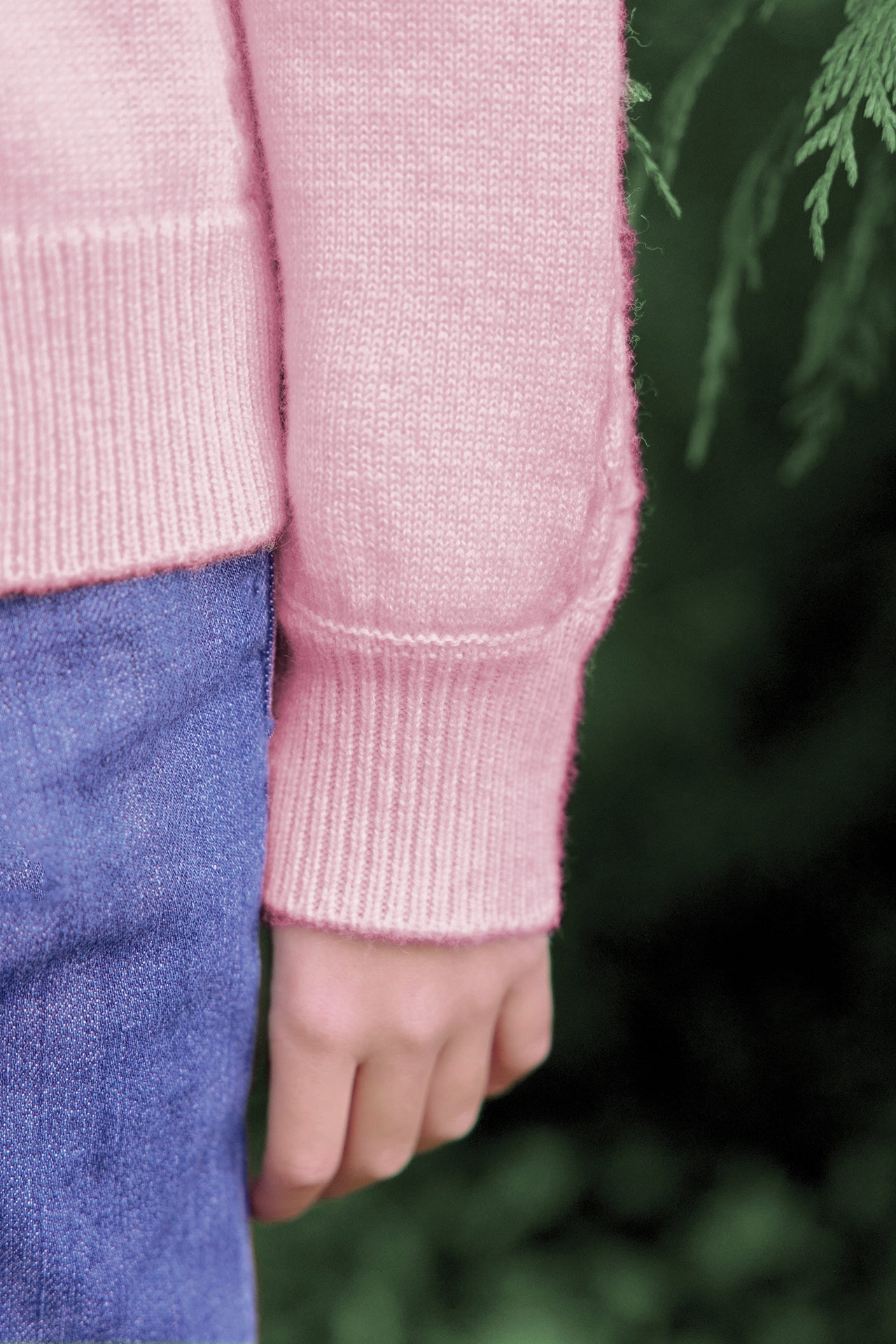 Cardigan - Rose poudré en laine ajourée