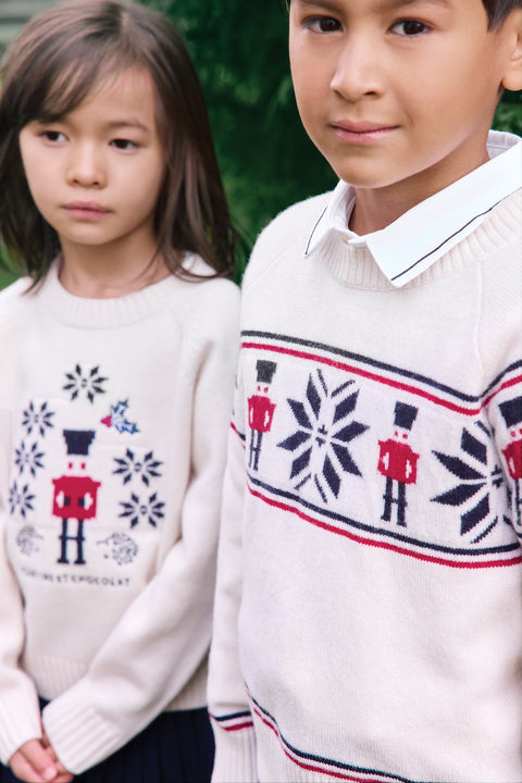 Pull - Ecru broderie casse noisette - Image principale