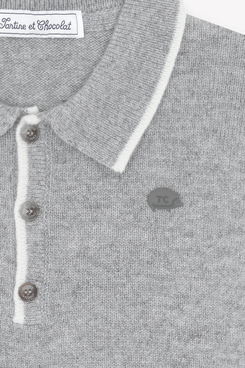 Pull - Gris chiné col pointu - Image principale