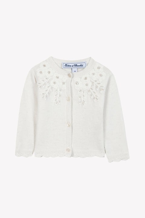 Cardigan - Ecru broderie flocons - Image principale