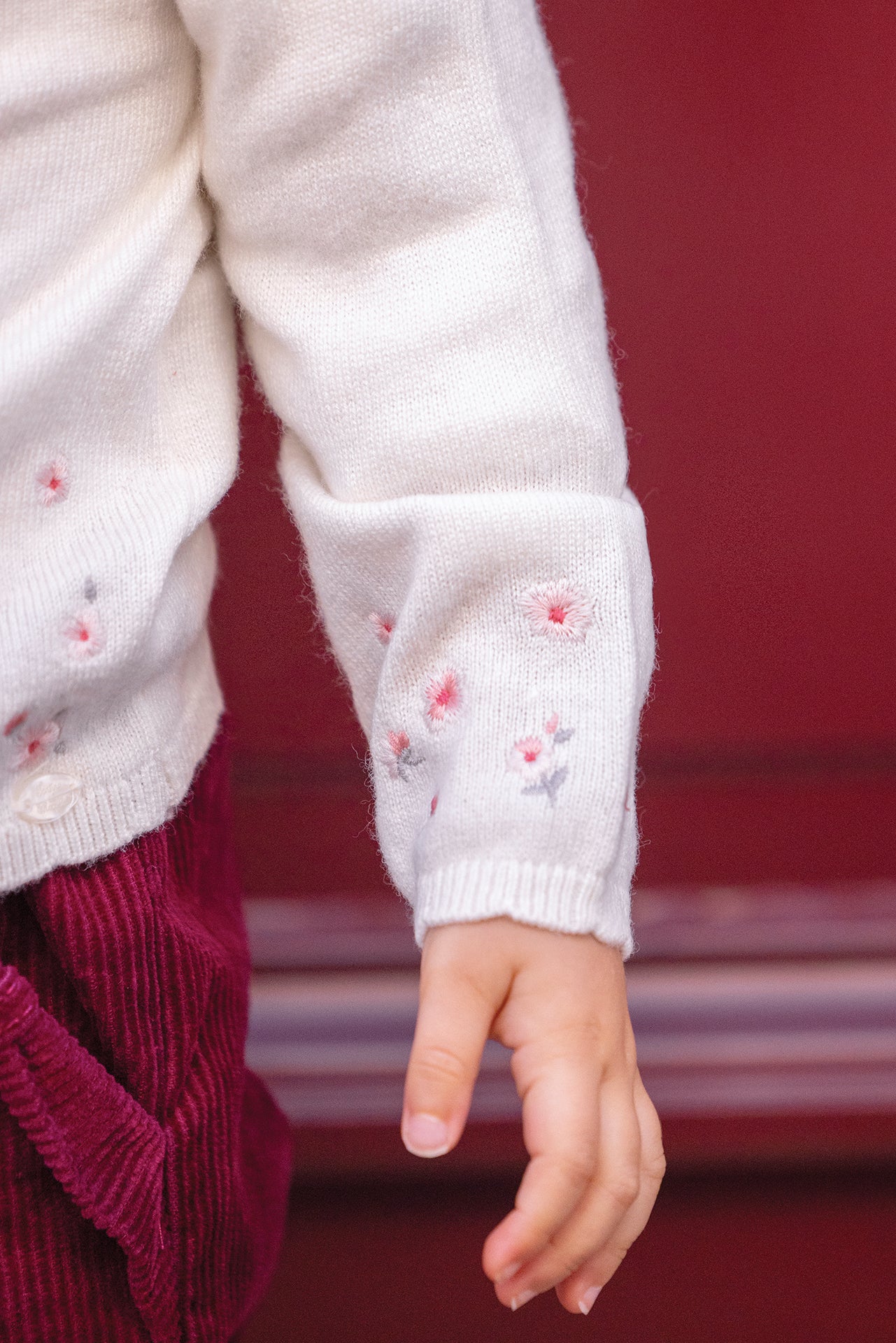 Cardigan - Ecru broderie praline