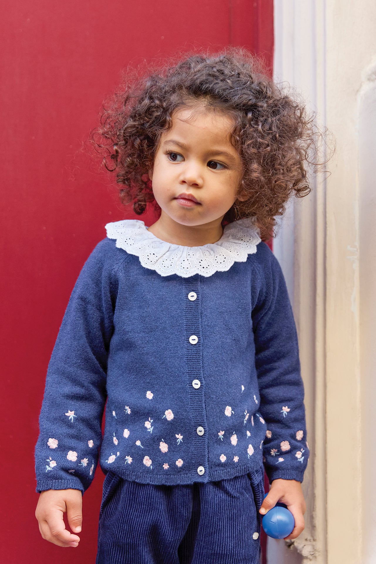 Cardigan - Myosotis broderie rose pâle