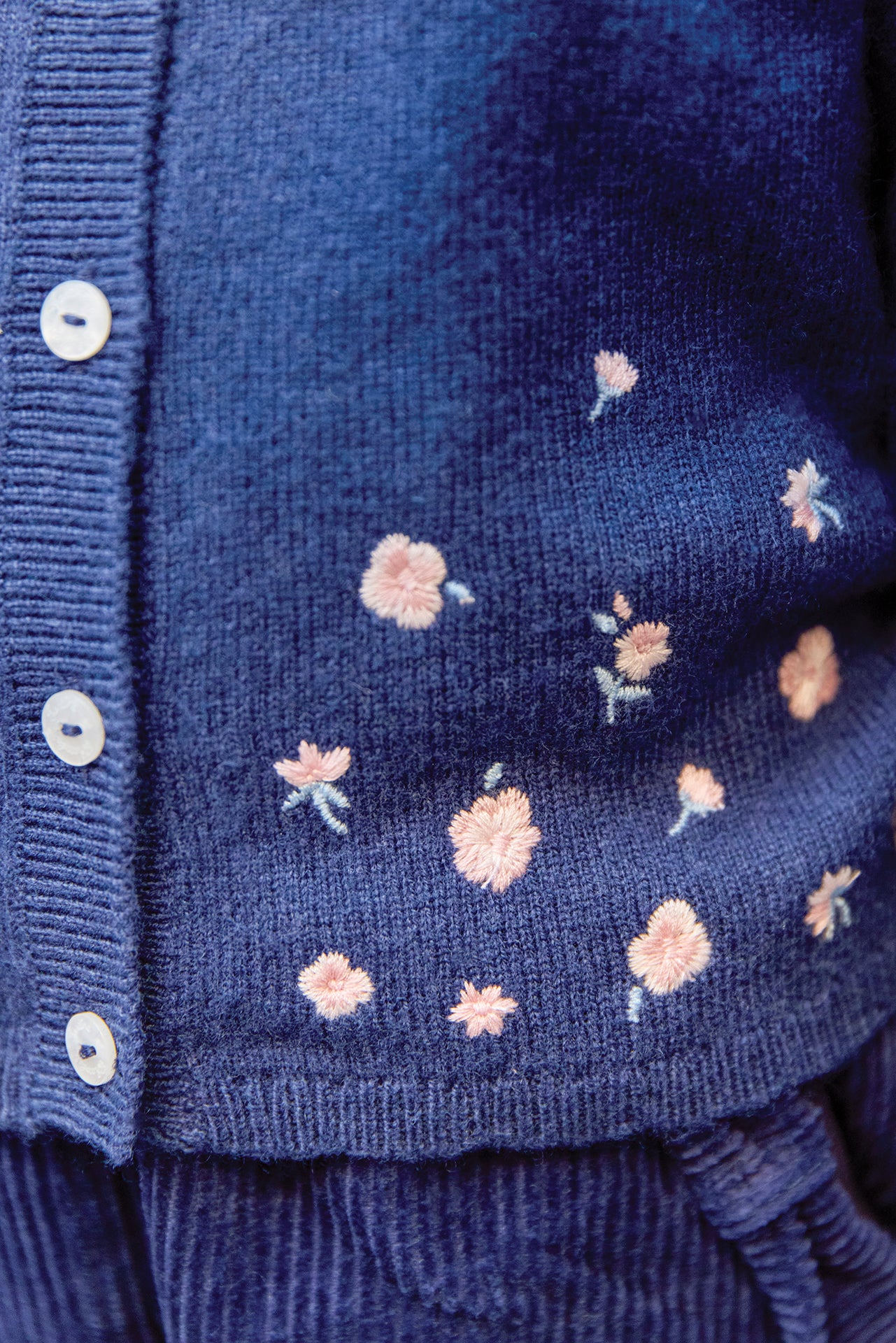 Cardigan - Myosotis broderie rose pâle