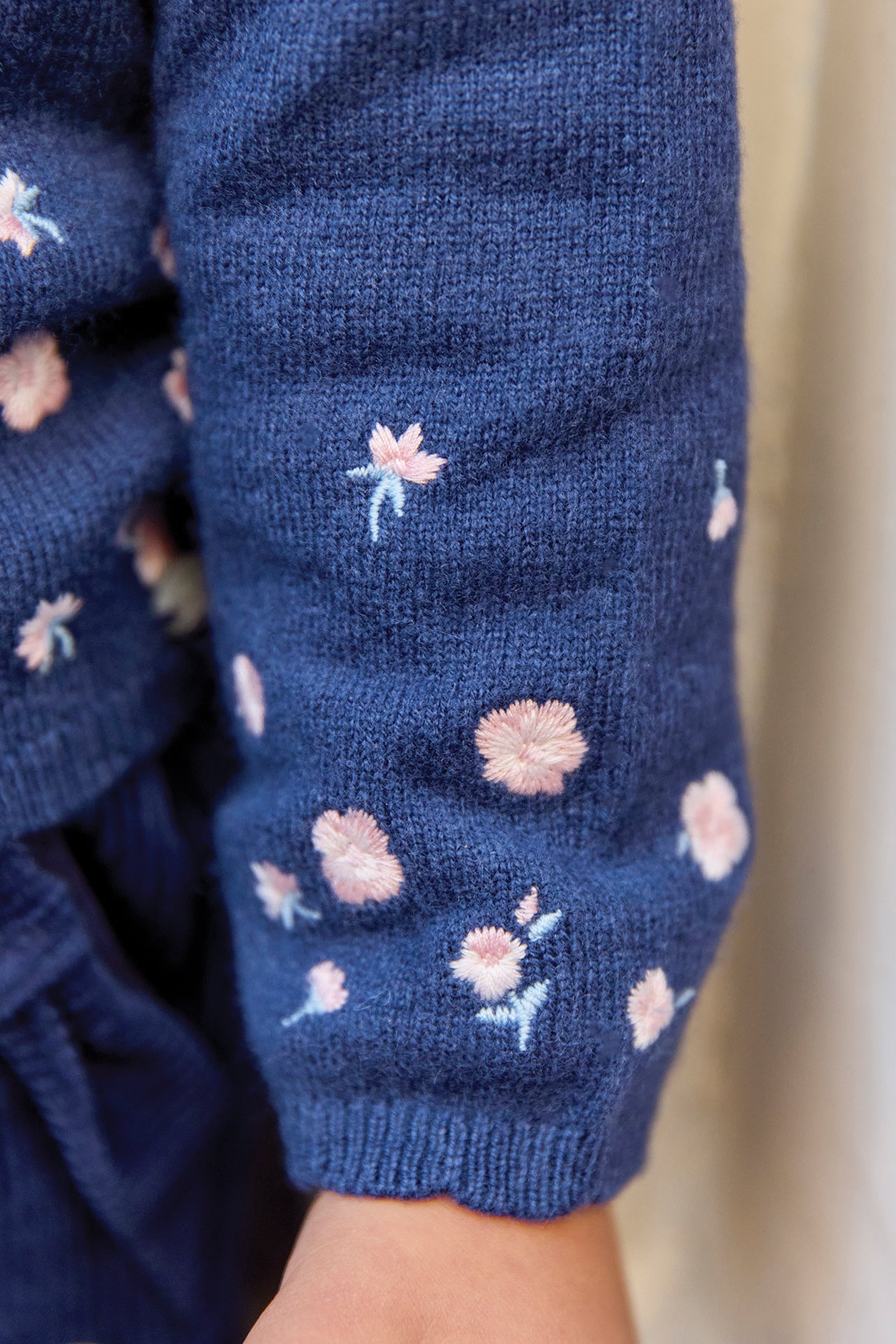 Cardigan - Myosotis broderie rose pâle