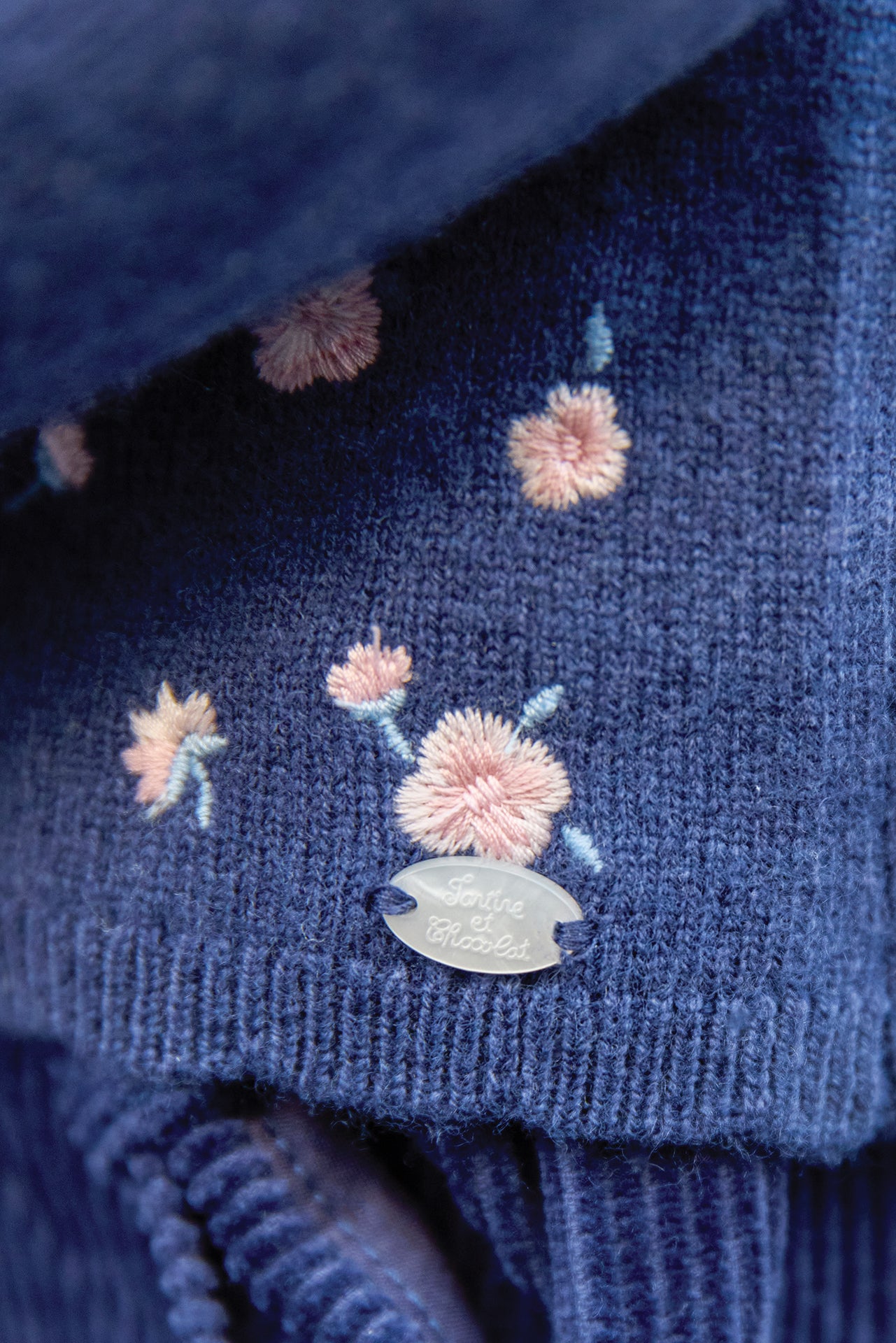 Cardigan - Myosotis broderie rose pâle