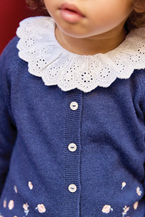 Cardigan - Myosotis broderie rose pâle - Image principale