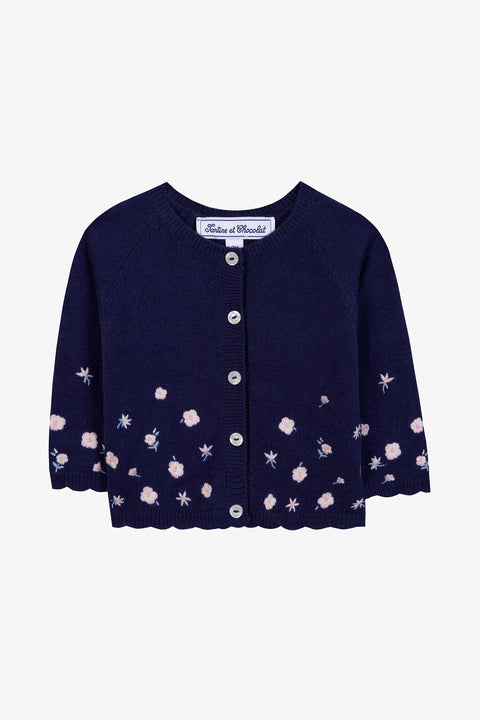 Cardigan - Myosotis broderie rose pâle - Image principale