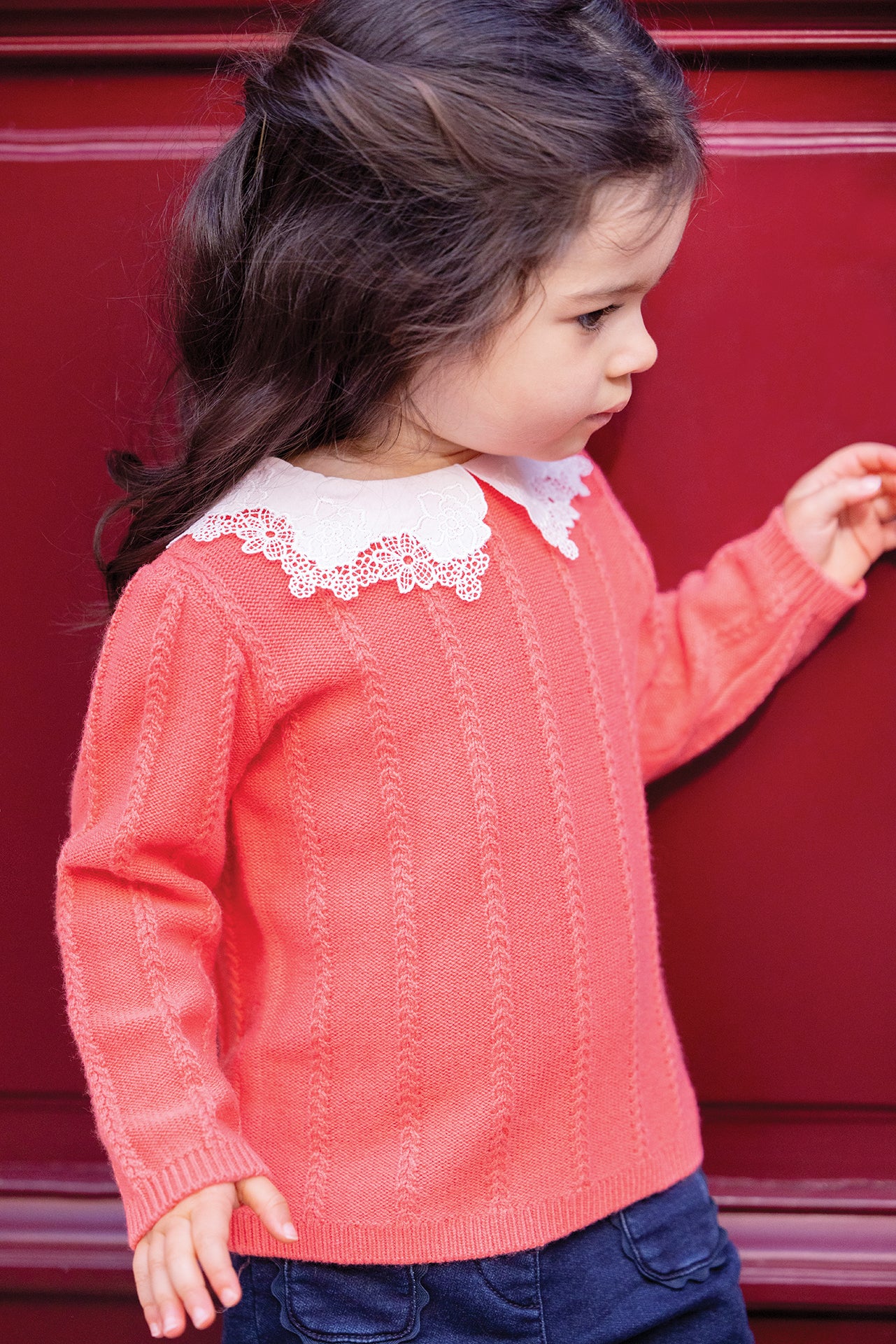 Pull - Praline col broderie anglaise