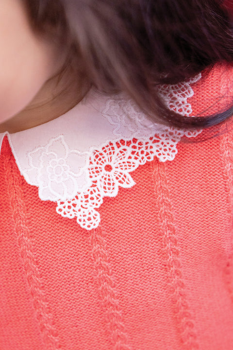 Pull - Praline col broderie anglaise - Image principale