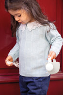 Pull - Vert d'eau col broderie anglaise