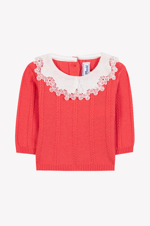 Pull - Praline col broderie anglaise - Image principale