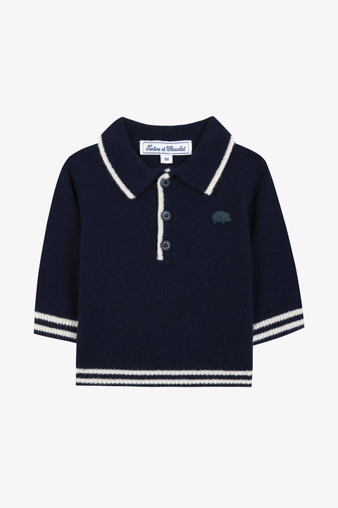 Sweater - Navy pointed collar - Image principale