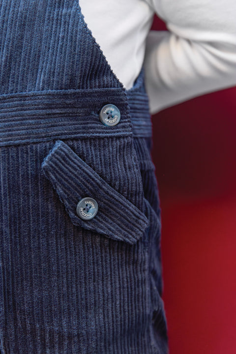 Salopette longue - Marine en velours - Image principale