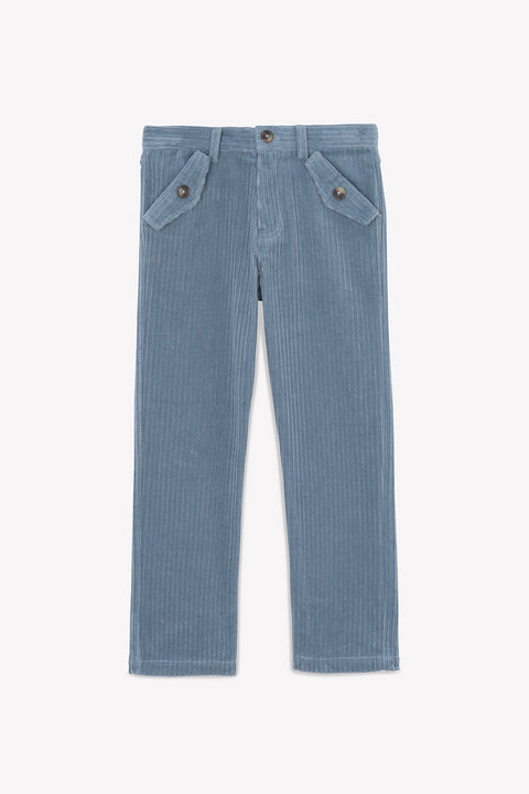 Pantalon - Bleu grisé en velours - Image principale