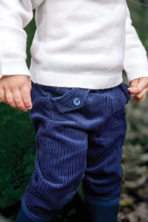 Pantalon - Marine en velours - Image principale