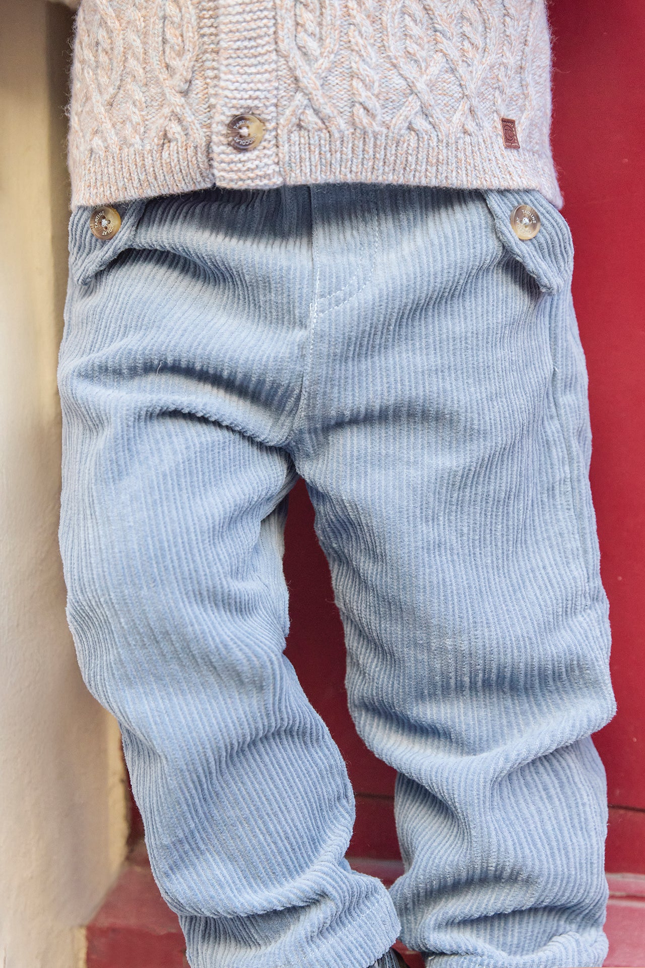 Pantalon - Bleu grisé en velours