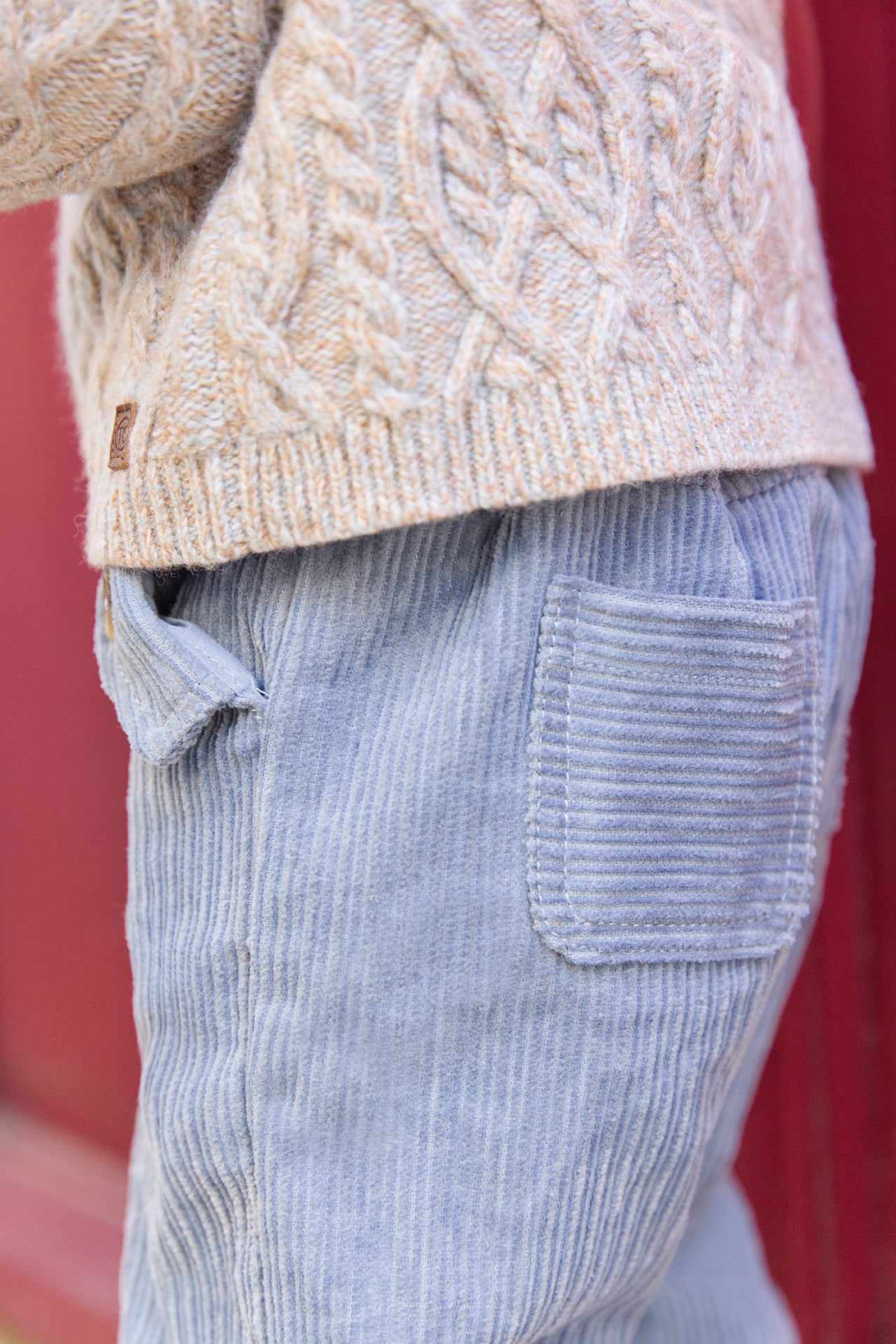 Pantalon - Bleu grisé en velours