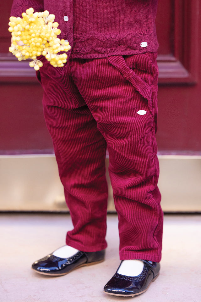 Pantalon - Prune velours nœud - Image principale