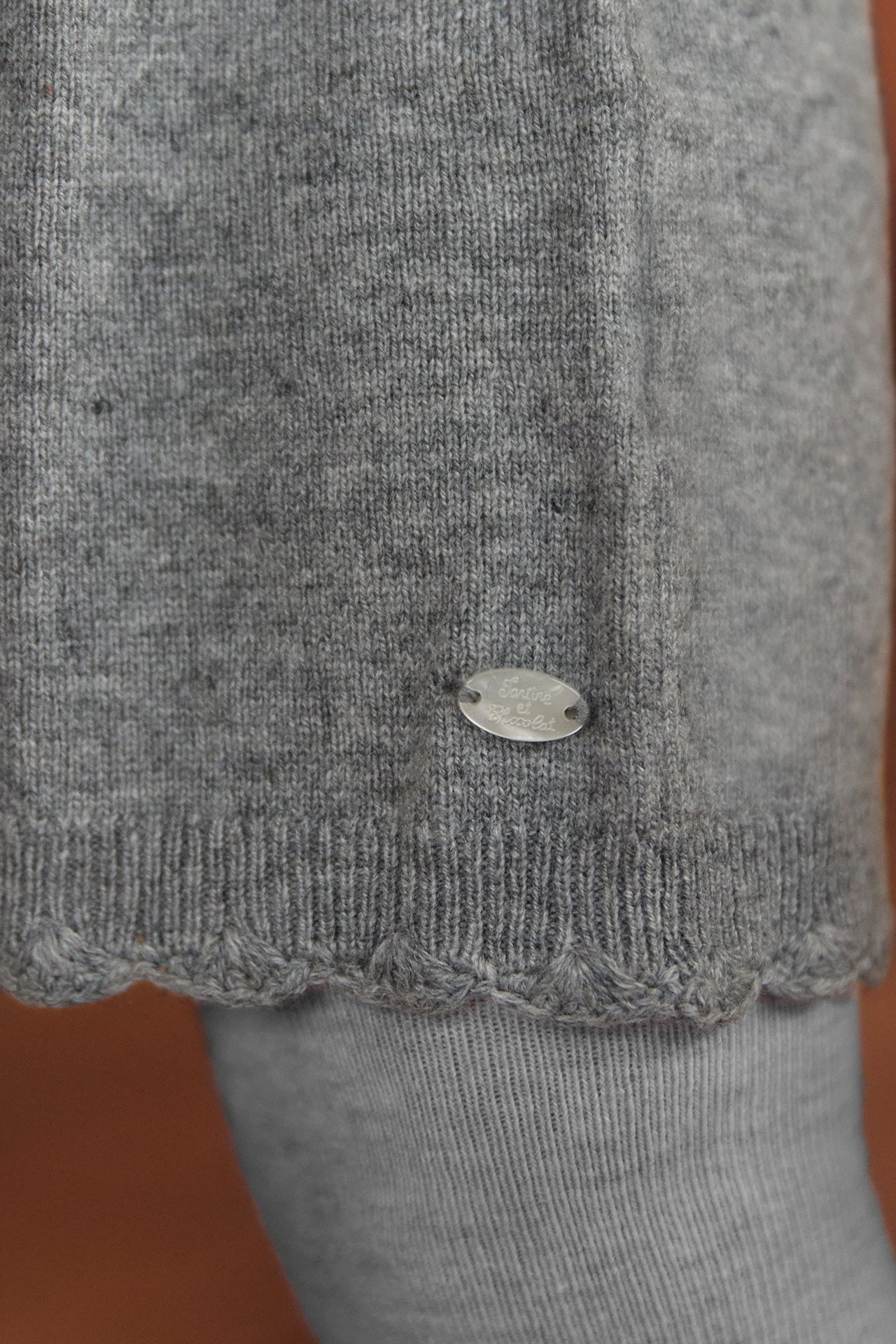 Robe - Gris chiné broderies