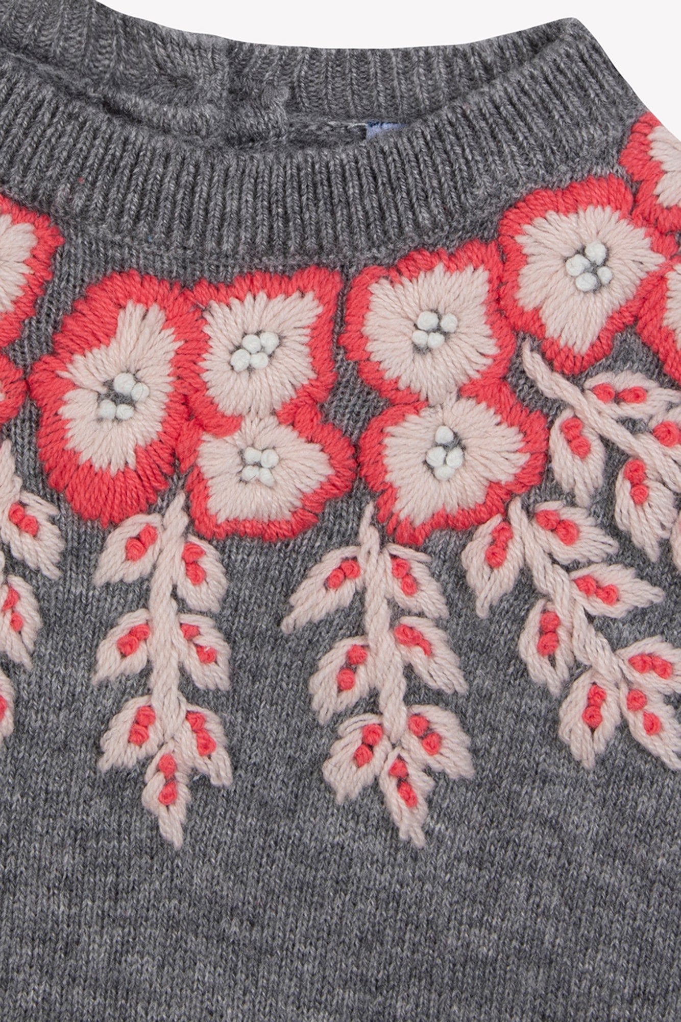 Robe - Gris chiné broderies