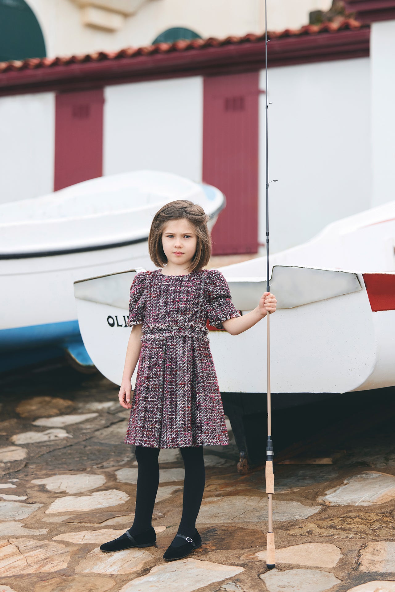 Robe Magenta en tweed 2A