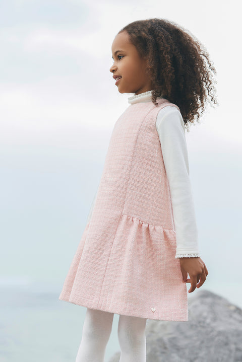 Kleid - Puderrosa aus Tweed - Image principale