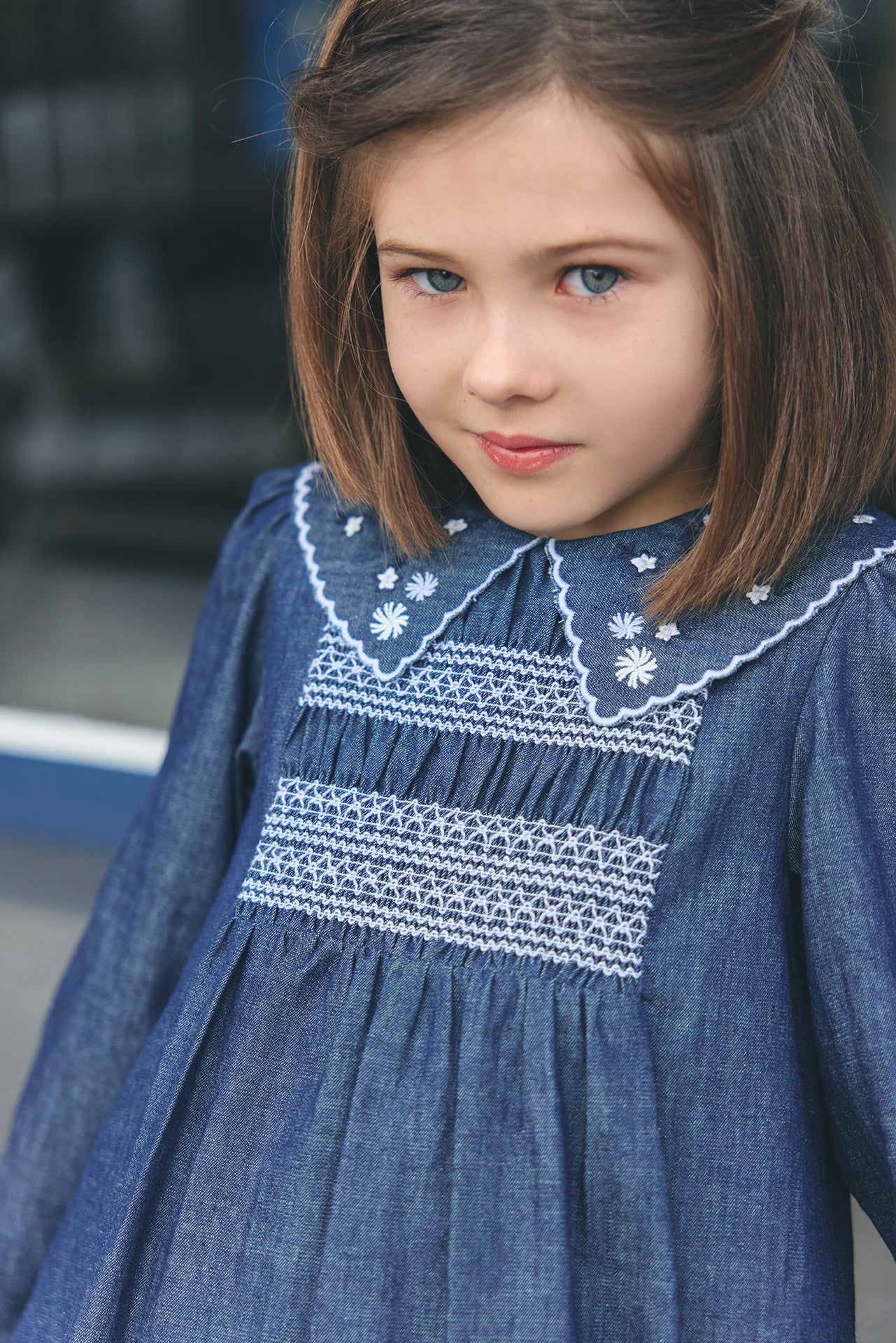 Robe Chambray col claudine 2A - Main Image