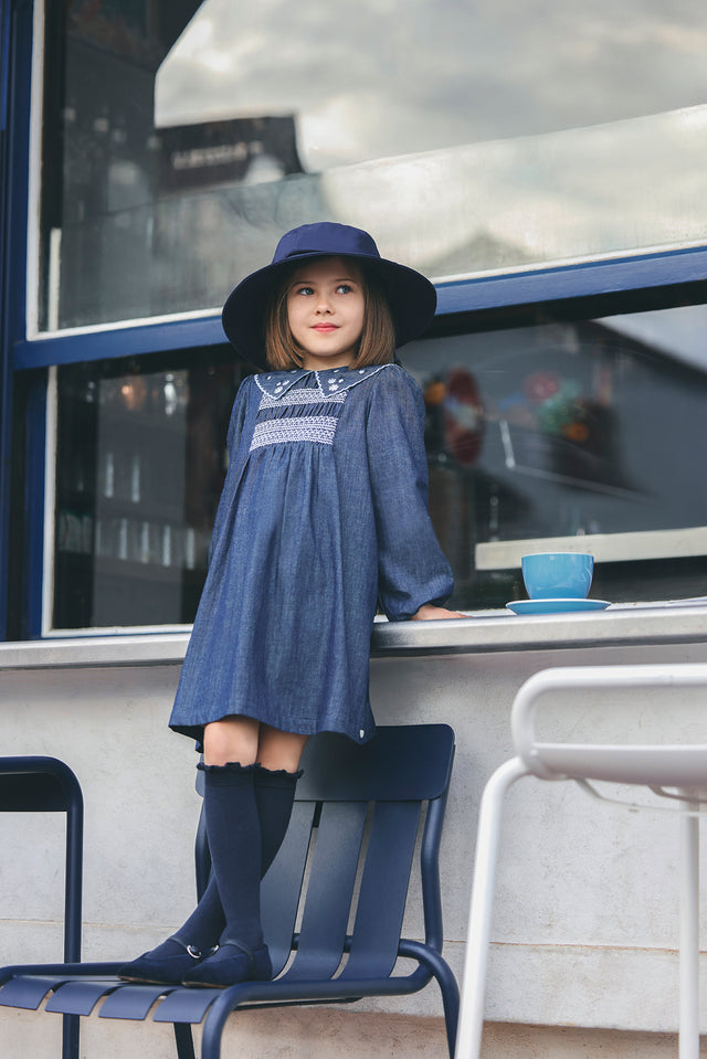 Robe - Chambray col claudine - Image principale