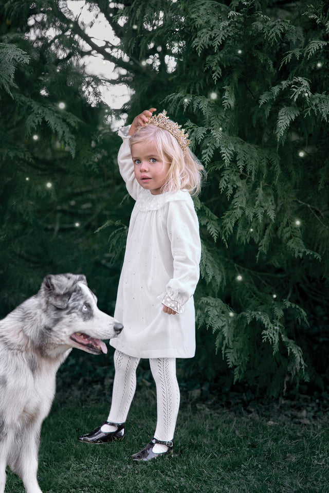 Robe - Ecru en velours - Image principale