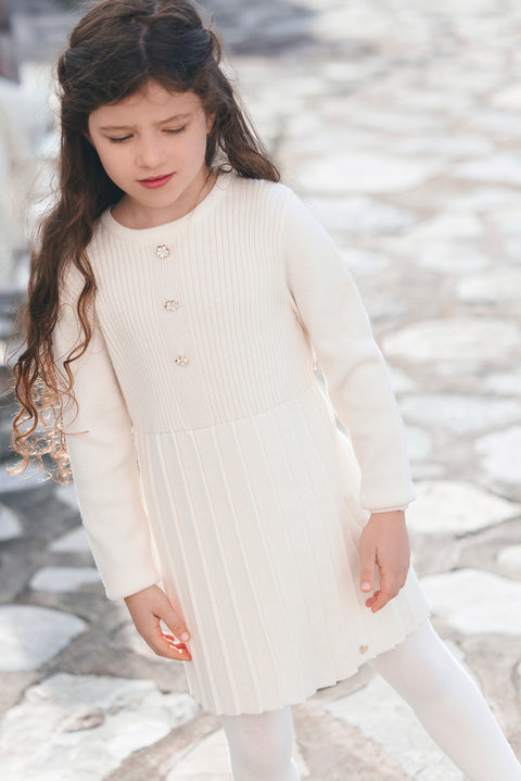Kleid - Ecru aus Strick - Image principale