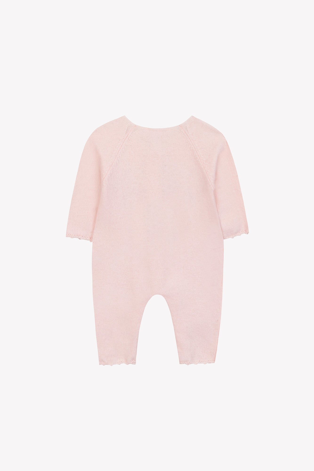 Lange Kombination - Blassrosa Stickerei