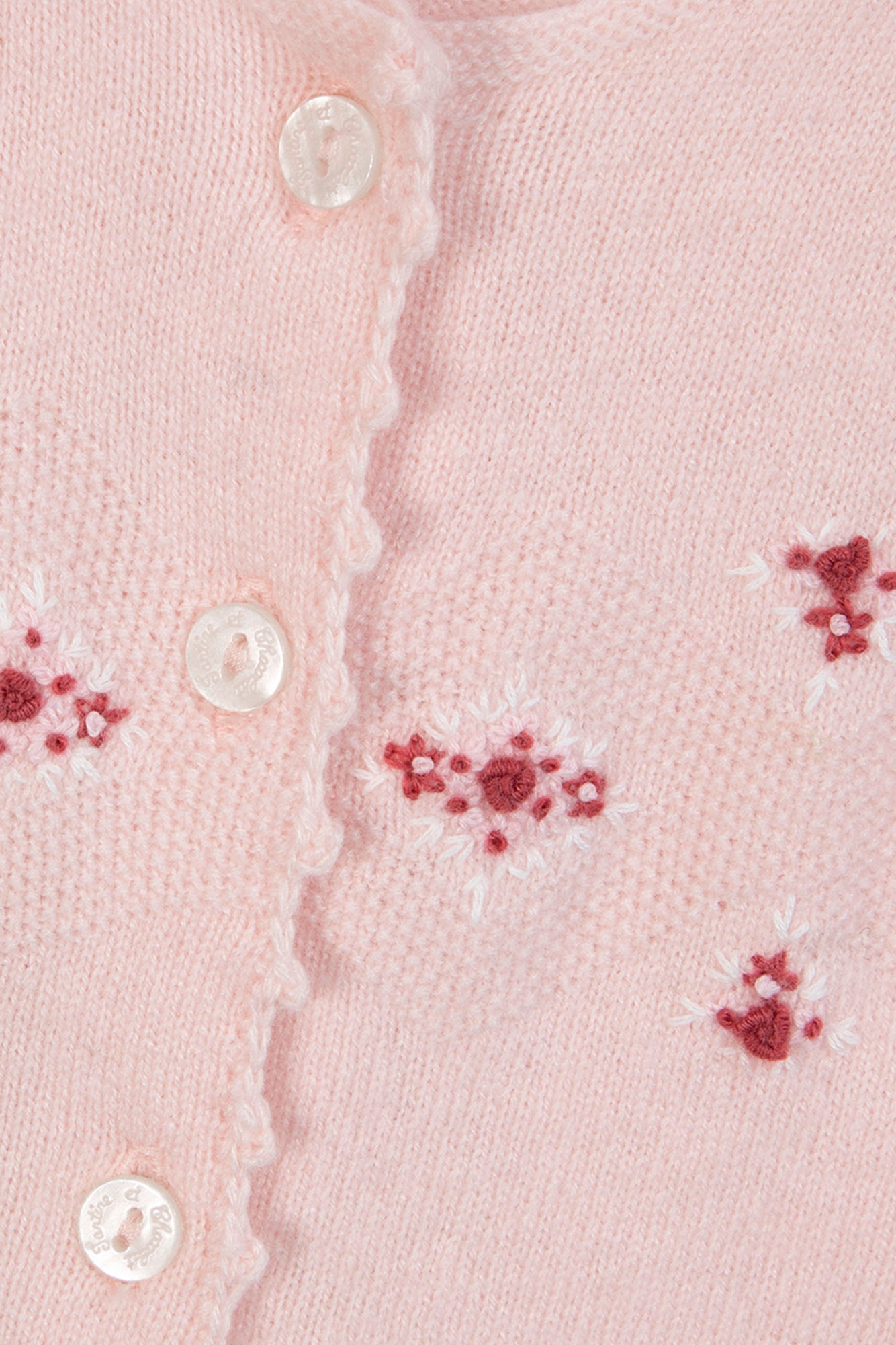 Lange Kombination - Blassrosa Stickerei