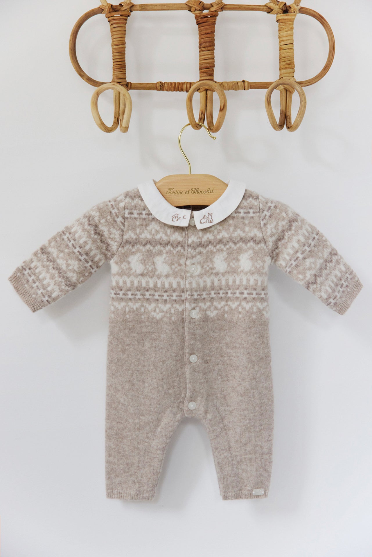 Lange Kombination - Greige jacquard