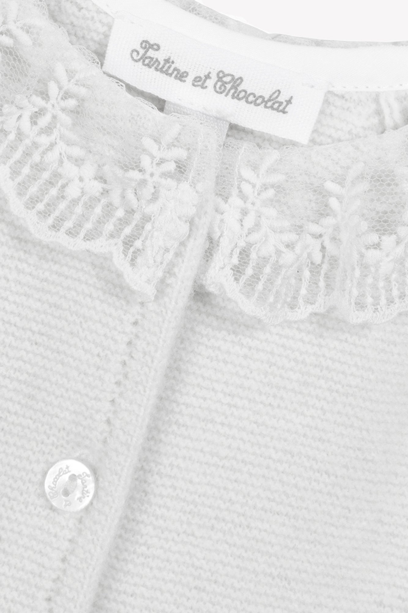 Entero largo - Marfil Cuello Encaje