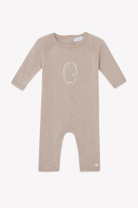 Combinaison longue - Moka broderie hérisson - Image principale