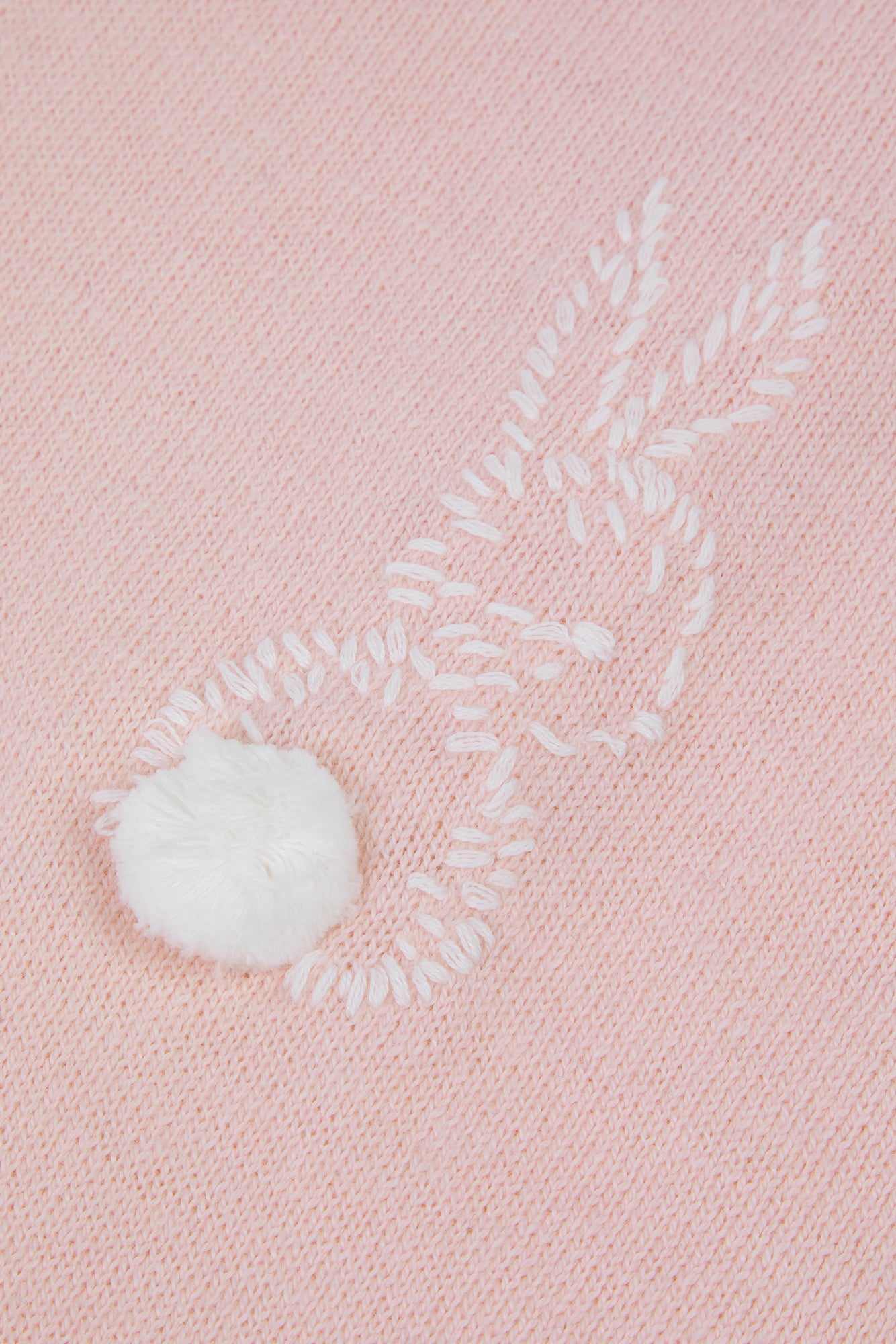 Lange Kombination - Blassrosa Stickerei Kaninchen